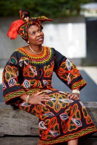 Doris Imalenowa in traditional African dress.
